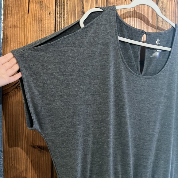 Juicy Couture Heathered gray cold shoulder romper with elastic drawstring waist - Picture 2 of 9